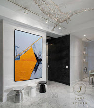 Load image into Gallery viewer, Yellow Painting Black and White Abstract Oil Painting Decor Qp079