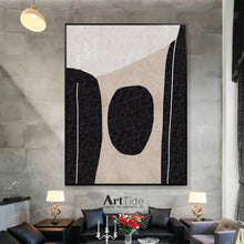 Load image into Gallery viewer, Black And White Minimalist Abstract Painting Beige Office Wall Art Qp100