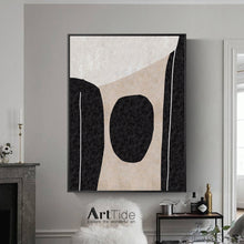 Load image into Gallery viewer, Black And White Minimalist Abstract Painting Beige Office Wall Art Qp100