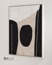 Load image into Gallery viewer, Black And White Minimalist Abstract Painting Beige Office Wall Art Qp100