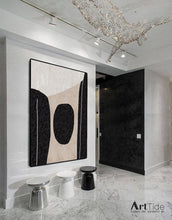 Load image into Gallery viewer, Black And White Minimalist Abstract Painting Beige Office Wall Art Qp100