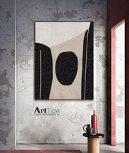 Load image into Gallery viewer, Black And White Minimalist Abstract Painting Beige Office Wall Art Qp100