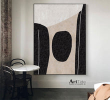 Load image into Gallery viewer, Black And White Minimalist Abstract Painting Beige Office Wall Art Qp100
