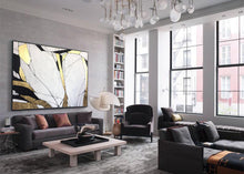 Load image into Gallery viewer, Gold Leaf Painting Gray Painting Texture Art Ap050