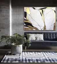 Load image into Gallery viewer, Gold Leaf Painting Gray Painting Texture Art Ap050