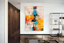 Load image into Gallery viewer, Oversized Canvas Paintings Yellow Pink Blue Abstract Painting Gp067