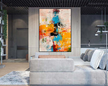 Load image into Gallery viewer, Oversized Canvas Paintings Yellow Pink Blue Abstract Painting Gp067