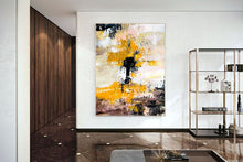Load image into Gallery viewer, Huge Oversized Art Yellow White Abstract Paintings On Canvas Bp037