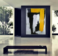 Load image into Gallery viewer, Black And White Abstract Paintings on Canvas Yellow Painting CP027