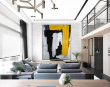Load image into Gallery viewer, Black And White Abstract Paintings on Canvas Yellow Painting CP027