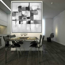 Load image into Gallery viewer, Black and White Wall Art Canvas Grey Abstract Painting cp033