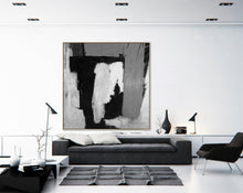 Load image into Gallery viewer, Black and White Modern Abstract Painting Grey Canvas Art Cp036