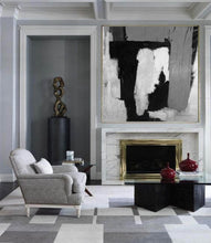 Load image into Gallery viewer, Black and White Modern Abstract Painting Grey Canvas Art Cp036