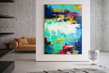 Load image into Gallery viewer, Very Large Canvas Wall Art Blue Green Abstract Painting On Canvas Bp034