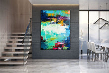 Load image into Gallery viewer, Very Large Canvas Wall Art Blue Green Abstract Painting On Canvas Bp034