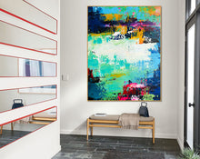 Load image into Gallery viewer, Very Large Canvas Wall Art Blue Green Abstract Painting On Canvas Bp034