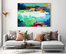 Load image into Gallery viewer, Very Large Canvas Wall Art Blue Green Abstract Painting On Canvas Bp034