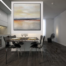 Load image into Gallery viewer, Large Original Sea Level Gold Oil Painting Sky Yellow Landscape Qp061