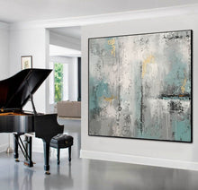 Load image into Gallery viewer, White Green Gold Abstract Painting Original Contemporary Art Yp025