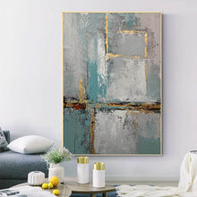 Load image into Gallery viewer, Gold Blue White Original Abstract Painting Large Acrylic Painting Yp13