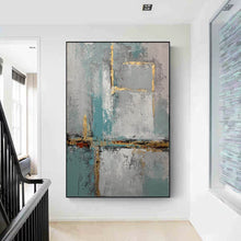 Load image into Gallery viewer, Gold Blue White Original Abstract Painting Large Acrylic Painting Yp13
