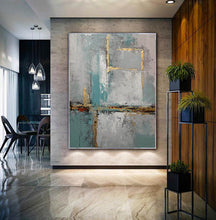 Load image into Gallery viewer, Gold Blue White Original Abstract Painting Large Acrylic Painting Yp13