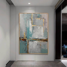 Load image into Gallery viewer, Gold Blue White Original Abstract Painting Large Acrylic Painting Yp13