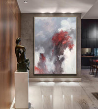 Load image into Gallery viewer, Red Grey Abstract Painting Cloud Wall Canvas Painting Handmade Artwork Dp110