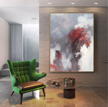 Load image into Gallery viewer, Red Grey Abstract Painting Cloud Wall Canvas Painting Handmade Artwork Dp110