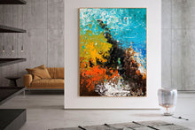Load image into Gallery viewer, Large Oversized Canvas Wall Art Office Wall Art Blue Abstract Texture Art Bp021