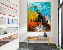 Load image into Gallery viewer, Large Oversized Canvas Wall Art Office Wall Art Blue Abstract Texture Art Bp021