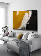 Load image into Gallery viewer, Black Yellow White Abstract Painting Modern Living Room Art Gp026