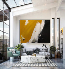 Load image into Gallery viewer, Black Yellow White Abstract Painting Modern Living Room Art Gp026