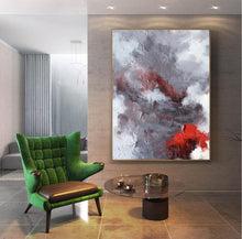 Load image into Gallery viewer, Red Grey Abstract Art Painting Large Wall Canvas Painting Living Room Art Dp109