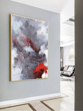 Load image into Gallery viewer, Red Grey Abstract Art Painting Large Wall Canvas Painting Living Room Art Dp109