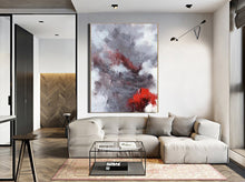 Load image into Gallery viewer, Red Grey Abstract Art Painting Large Wall Canvas Painting Living Room Art Dp109