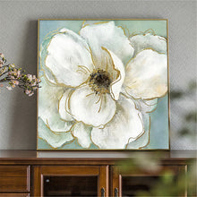 Load image into Gallery viewer, Abstract White Flower Painting Gold Leaf Canvas Art for Living Room Gp054
