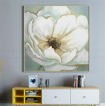 Load image into Gallery viewer, Abstract White Flower Painting Gold Leaf Canvas Art for Living Room Gp054
