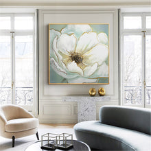 Load image into Gallery viewer, Abstract White Flower Painting Gold Leaf Canvas Art for Living Room Gp054