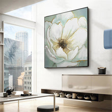 Load image into Gallery viewer, Abstract White Flower Painting Gold Leaf Canvas Art for Living Room Gp054