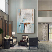 Load image into Gallery viewer, Blue White Gold Abstract Painting Contemporary Art Hand Painted Yp050
