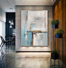 Load image into Gallery viewer, Blue White Gold Abstract Painting Contemporary Art Hand Painted Yp050