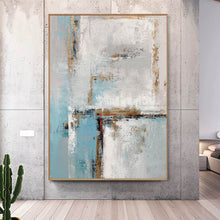 Load image into Gallery viewer, Blue White Gold Abstract Painting Contemporary Art Hand Painted Yp050