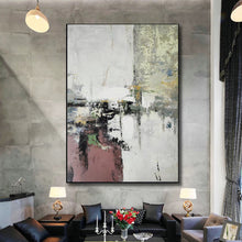 Load image into Gallery viewer, Brown White Black Abstract Oil Painting Minimalist Wall Art Yp058