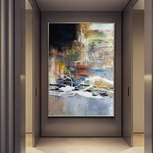 Load image into Gallery viewer, Black Blue White Abstract Painting Inexpensive Oversized Wall Art Yp036