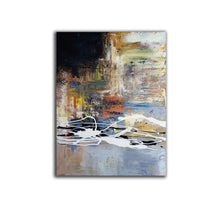 Load image into Gallery viewer, Black Blue White Abstract Painting Inexpensive Oversized Wall Art Yp036