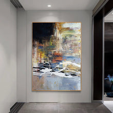 Load image into Gallery viewer, Black Blue White Abstract Painting Inexpensive Oversized Wall Art Yp036