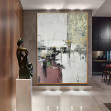 Load image into Gallery viewer, Brown White Black Abstract Oil Painting Minimalist Wall Art Yp058