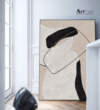 Load image into Gallery viewer, Black White Beige Minimalist Painting On Canvas Textured Painting Ap001