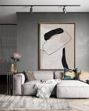 Load image into Gallery viewer, Black White Beige Minimalist Painting On Canvas Textured Painting Ap001